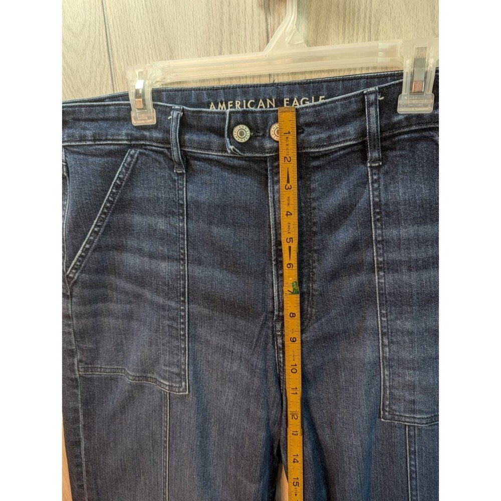 American Eagle Jeans Women 20 Super High-Rise Baggy Wide Leg Blue Dark Wash - Picture 11 of 12